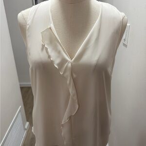 Maison Jules Cream Ruffle Sleeveless Blouse